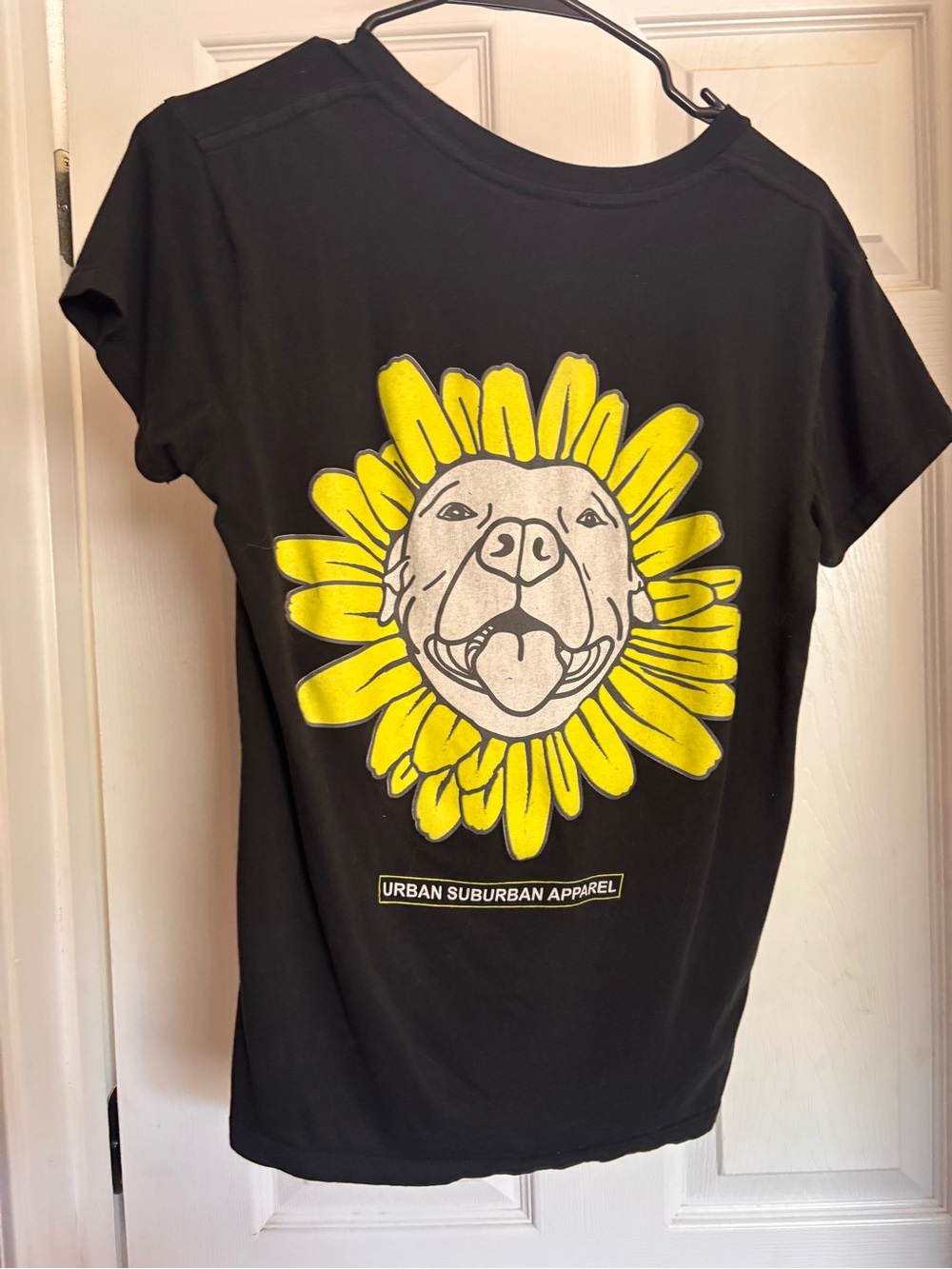 Dog lovers Black Tee with Yellow Sunflower Pitbull Graphic on the back
